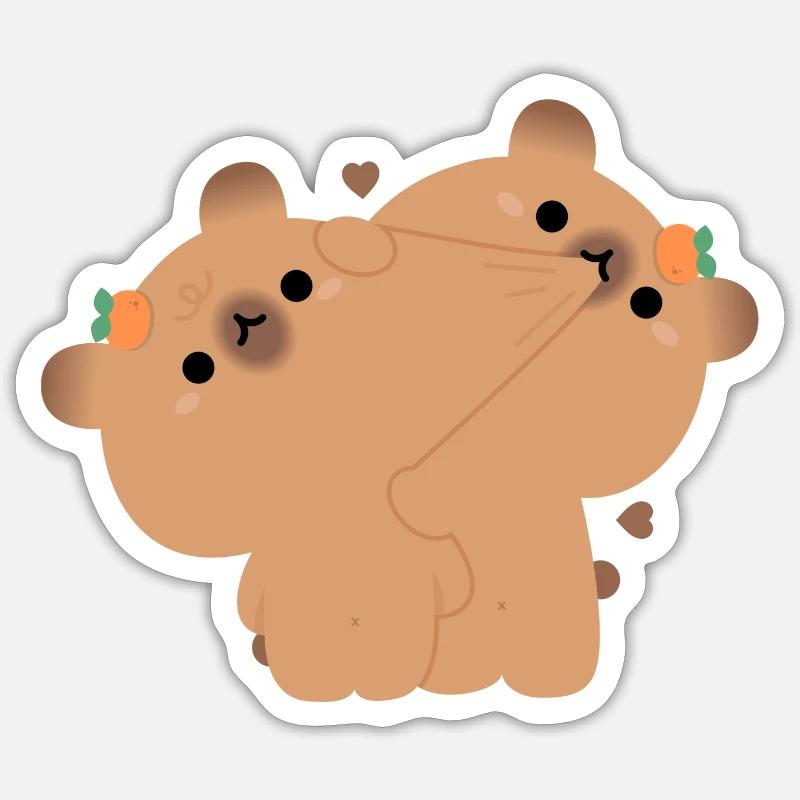 Couple de capybaras - Sticker taille S (10 x 10 cm) - blanc mat