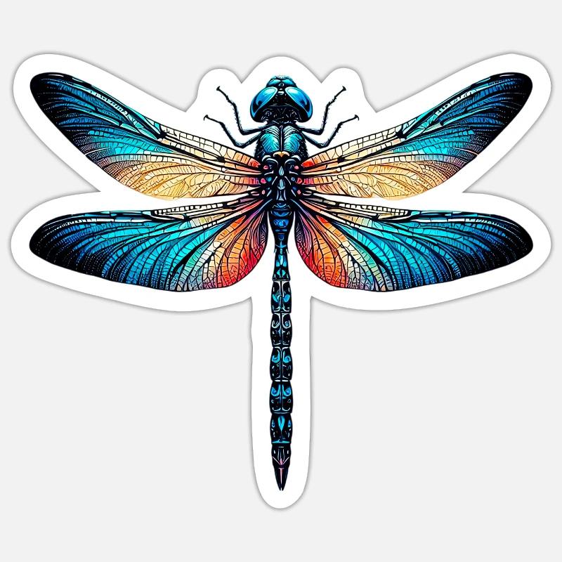 Libellule - Sticker taille S (10 x 10 cm) - blanc mat