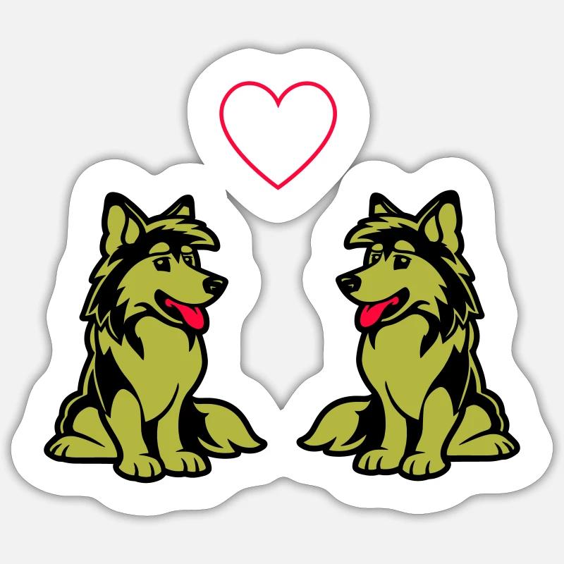 Dog Comic Dog Love - Sticker size S (10 x 10 cm) - white matte