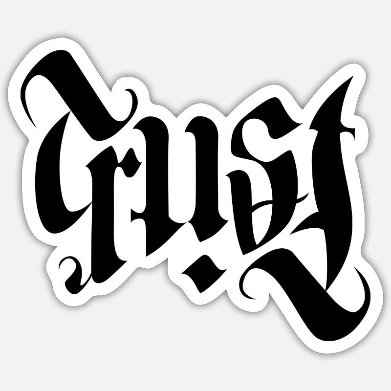 TRUST-FAITH AMBIGRAM celtic - Sticker size S (10 x 10 cm) - white matte