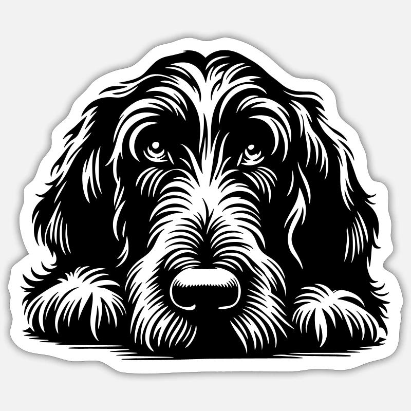 Spinone Italiano Kopf mit Pfoten - Sticker Größe S (10 x 10 cm) - Mattweiß