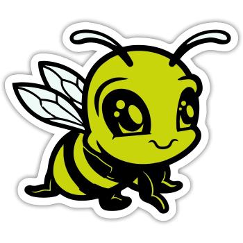 biene hummel comic - Sticker Größe S (10 x 10 cm) - Mattweiß - Vorne