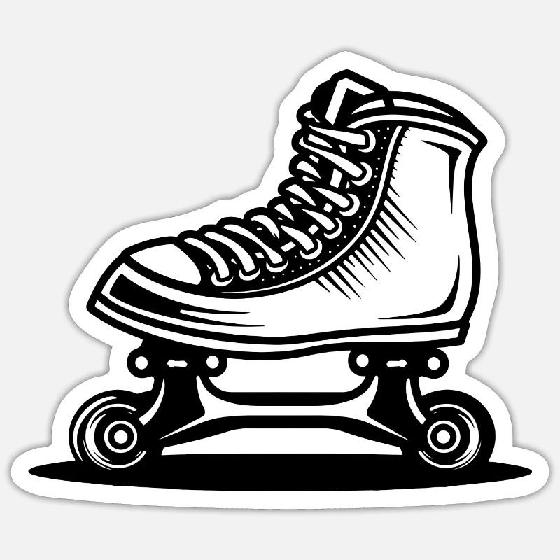 Dessin de patins à roulettes - Sticker taille S (10 x 10 cm) - blanc mat