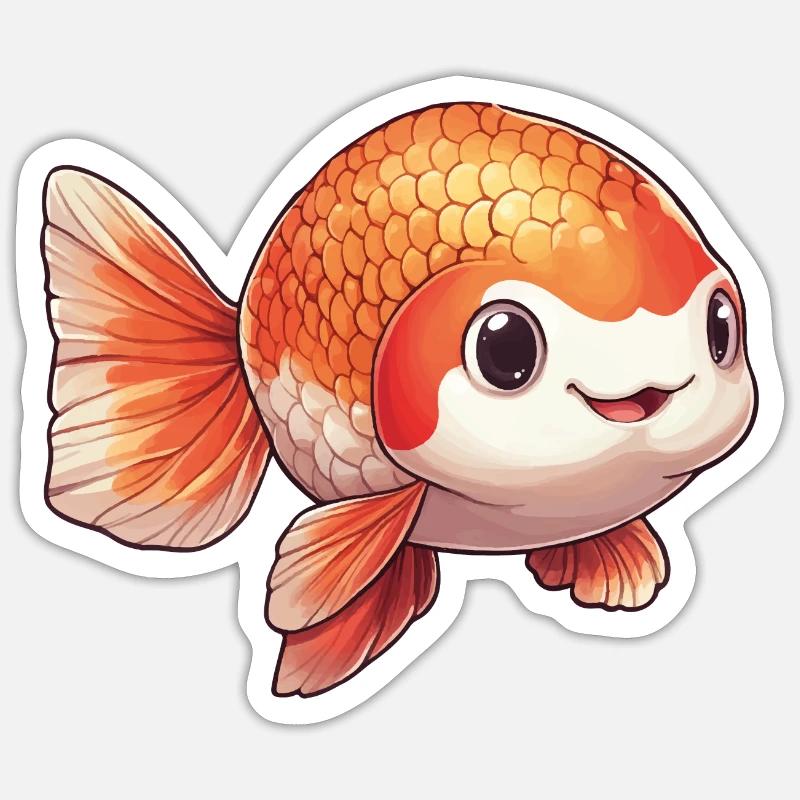 Ranchu Goldfisch - Sticker Größe S (10 x 10 cm) - Mattweiß