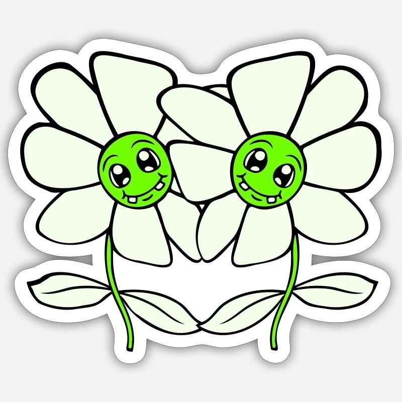 Zwei Hübsche Schöne Blümchen Blumen Blüten Freunde Sticker Größe S (10 x 10 cm)