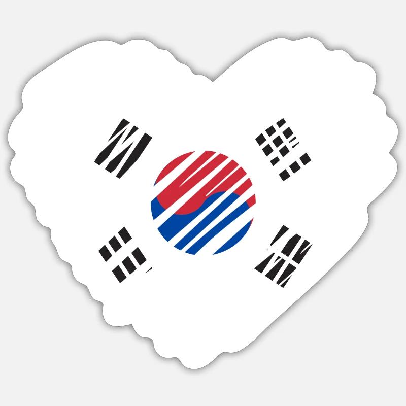 Drapeau coréen en forme de cœur - Montrez votre amour pour la Corée du Sud - Sticker taille S (10 x 10 cm) - blanc mat