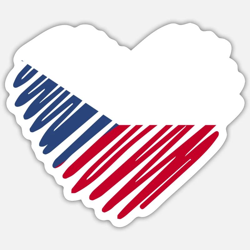Conception de coeur de drapeau de la République tchèque Sticker taille S (10 x 10 cm)