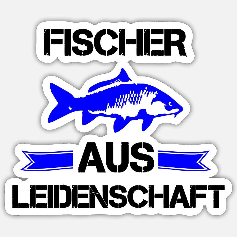 Fishermen with passion - Sticker size S (10 x 10 cm) - white matte