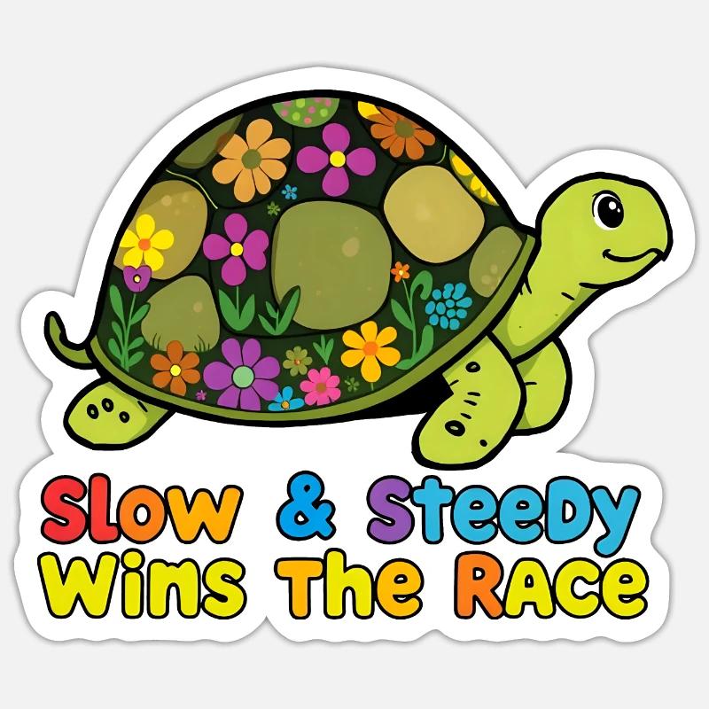 Bezaubernde Blumenschildkröte - Sticker Größe S (10 x 10 cm) - Mattweiß