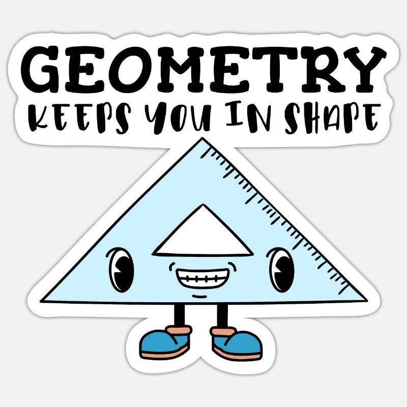 Smiling Triangle Ruler - Fun Geometry Character Sticker size S (10 x 10 cm)