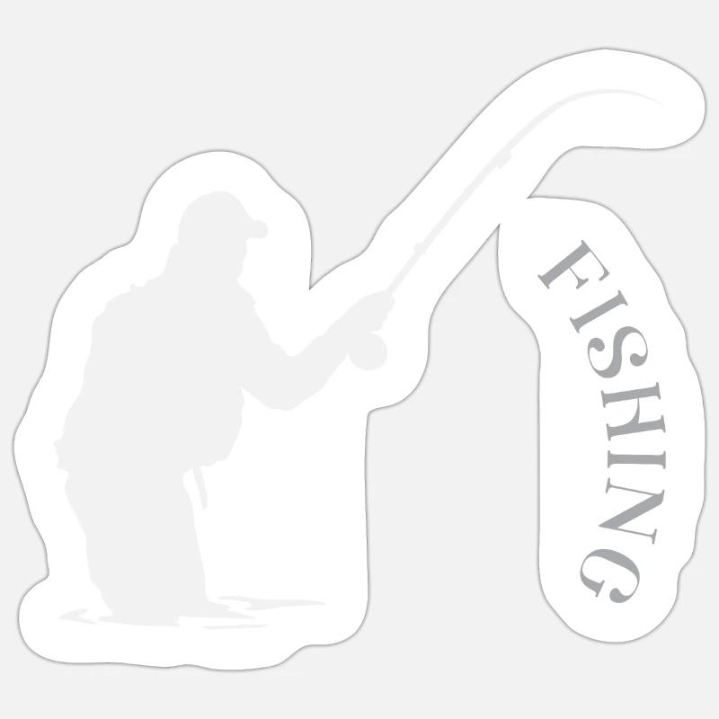 FISHING #2 - Sticker size S (10 x 10 cm) - white matte