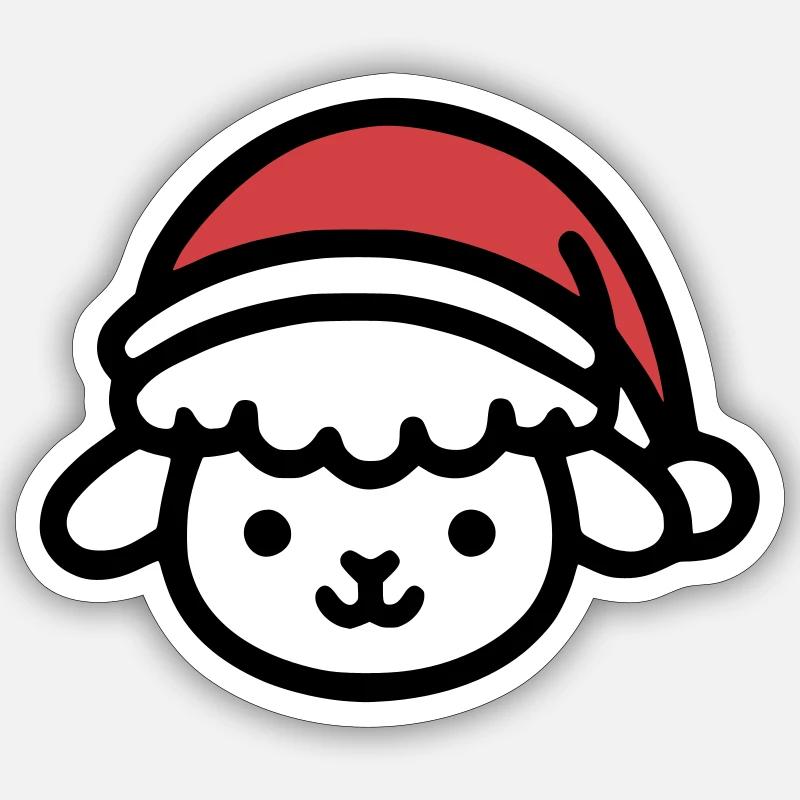 Noël Mignon Mouton Sticker taille S (10 x 10 cm)