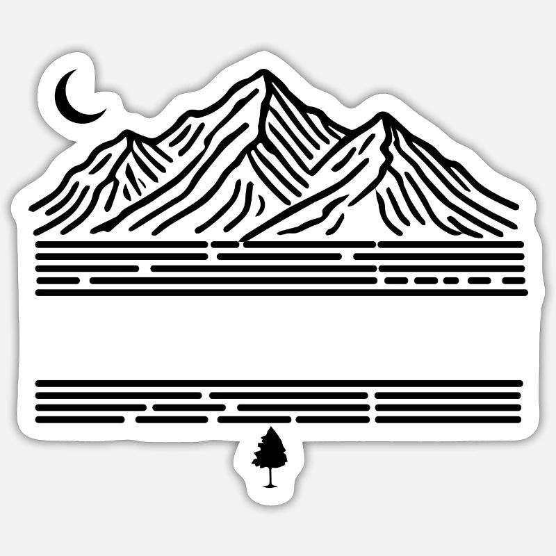 MOUNTAIN WITH MOON - Sticker size S (10 x 10 cm) - white matte