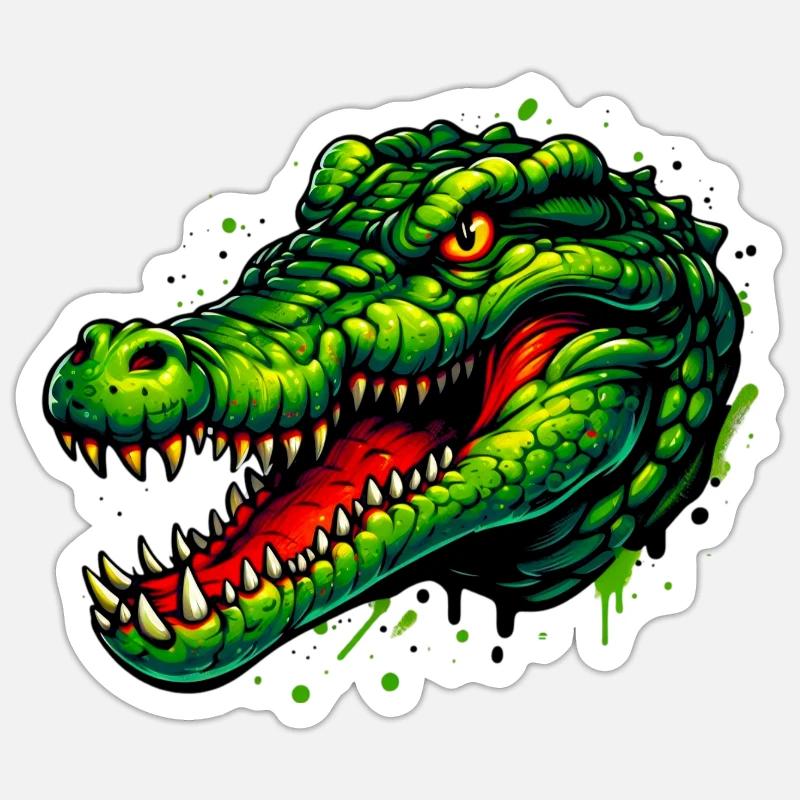 Alligator Crocodile - Sticker size S (10 x 10 cm) - white matte