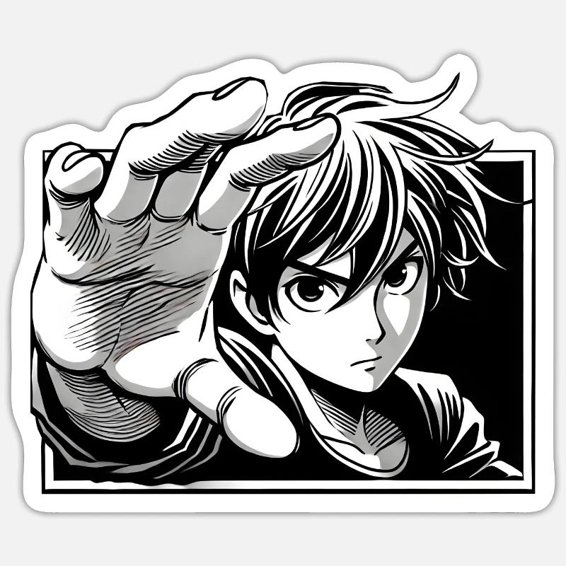 Fighter Anime - Power Strike - Sticker size S (10 x 10 cm) - white matte