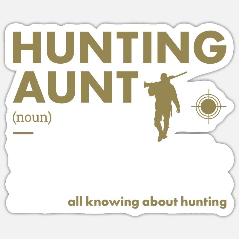 Chasseur Tante Définition Chasse - Sticker taille S (10 x 10 cm) - blanc mat