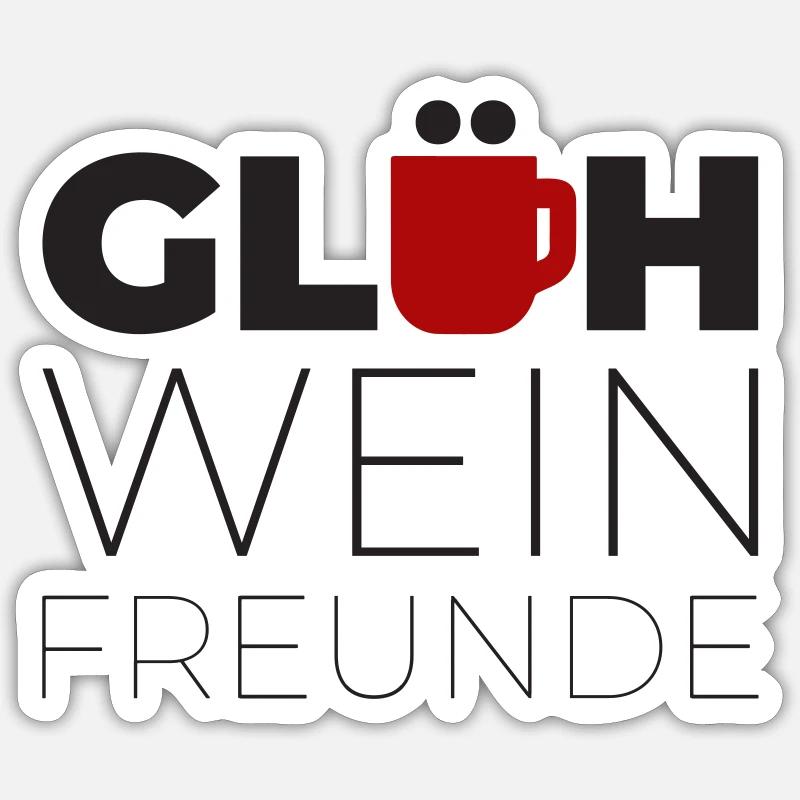 Glühweinfreunde - Sticker Größe S (10 x 10 cm) - Mattweiß