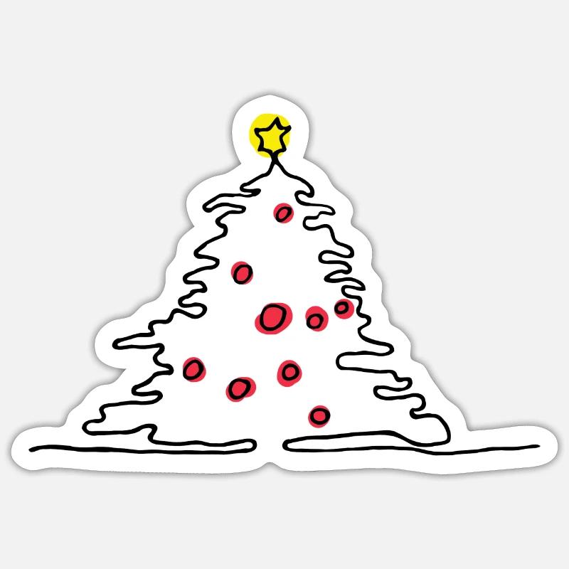 Christmas tree line - Sticker size S (10 x 10 cm) - white matte