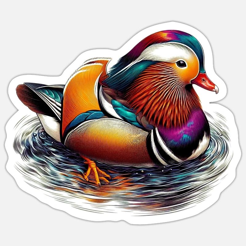 Mandarin duck - Sticker size S (10 x 10 cm) - white matte
