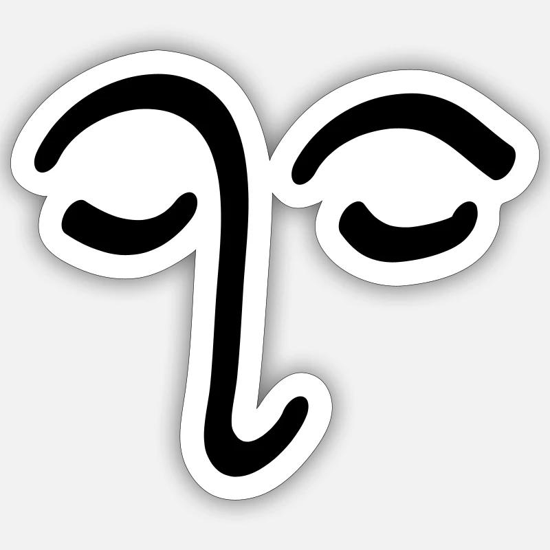 Visage Dessin Tête Oeil Cadeau - Sticker taille S (10 x 10 cm) - blanc mat