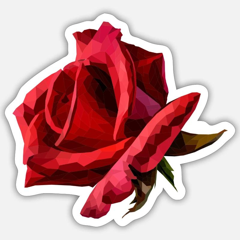 Rote Rose Polyart Sticker Größe S (10 x 10 cm)