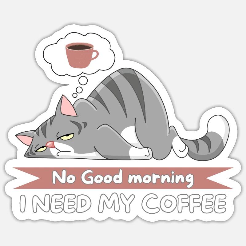 I need coffee first - Sticker size S (10 x 10 cm) - white matte