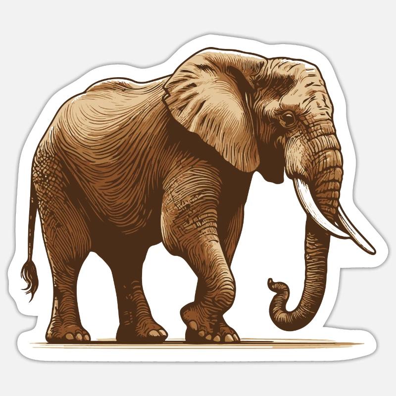 Elefant - Sticker Größe S (10 x 10 cm) - Mattweiß