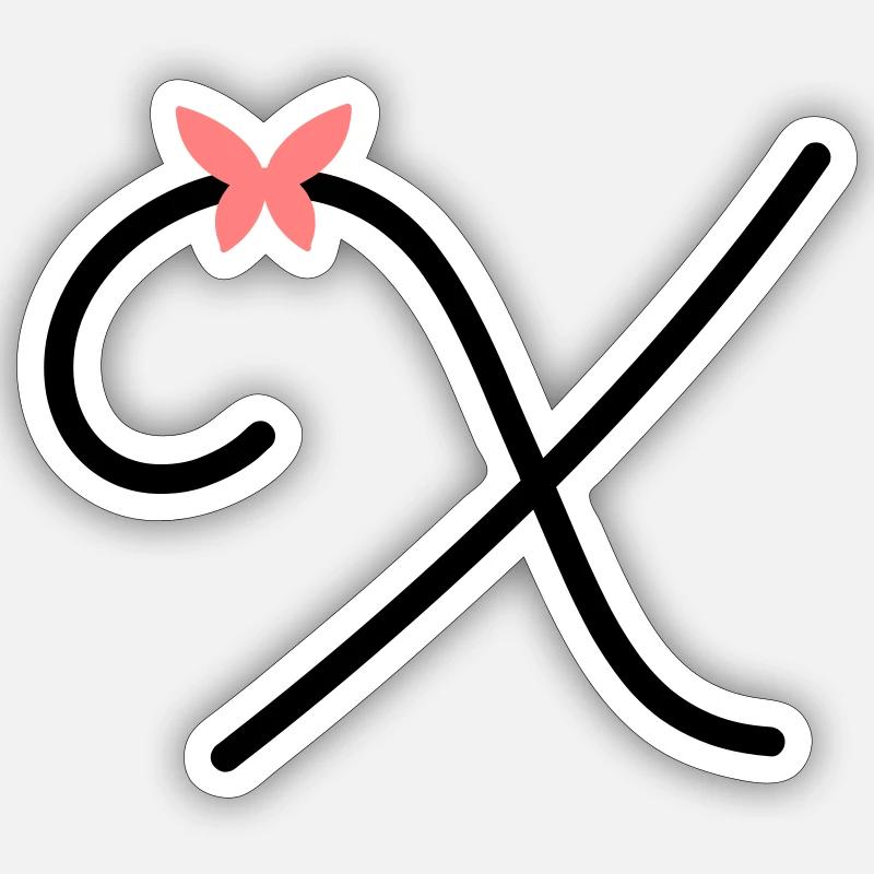 Buchstabe X Schmetterlingsbuchstabe - Sticker Größe S (10 x 10 cm) - Mattweiß