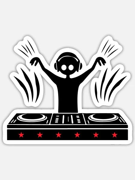 DJ Turntables Disc Jockey - Sticker Größe S (10 x 10 cm) - Mattweiß