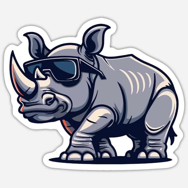 Rhino Comic Cool - Sticker size S (10 x 10 cm) - white matte