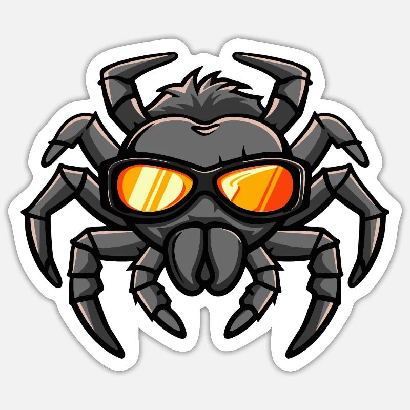 Tarentule Bande Dessinée Cool - Sticker taille S (10 x 10 cm) - blanc mat