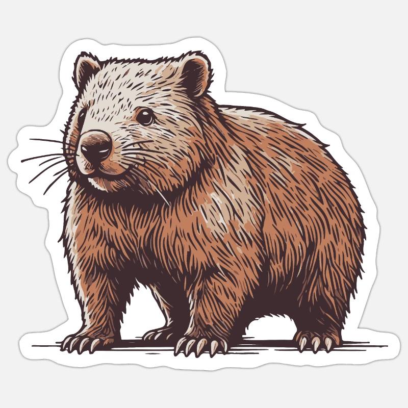 Wombat - Sticker taille S (10 x 10 cm) - blanc mat