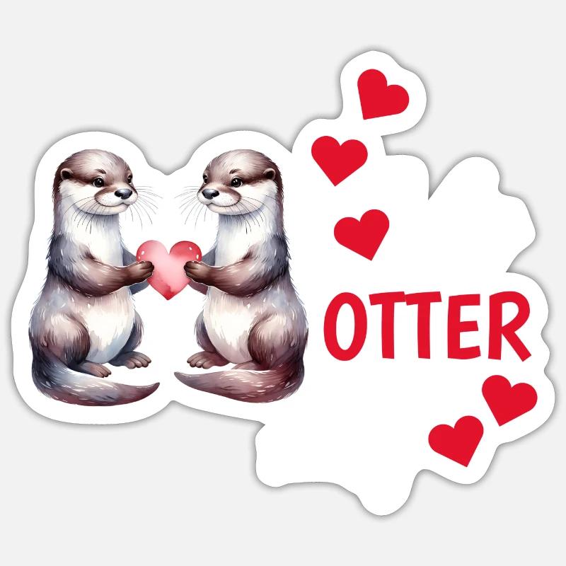 Otter half liebe geschenk - Sticker Größe S (10 x 10 cm) - Mattweiß