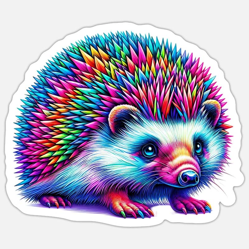 Hérisson - Sticker taille S (10 x 10 cm) - blanc mat