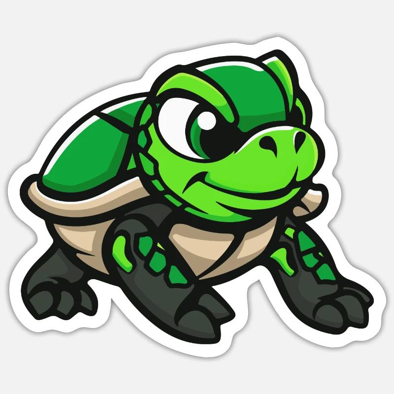 Schildkröte Comic - Sticker Größe S (10 x 10 cm) - Mattweiß