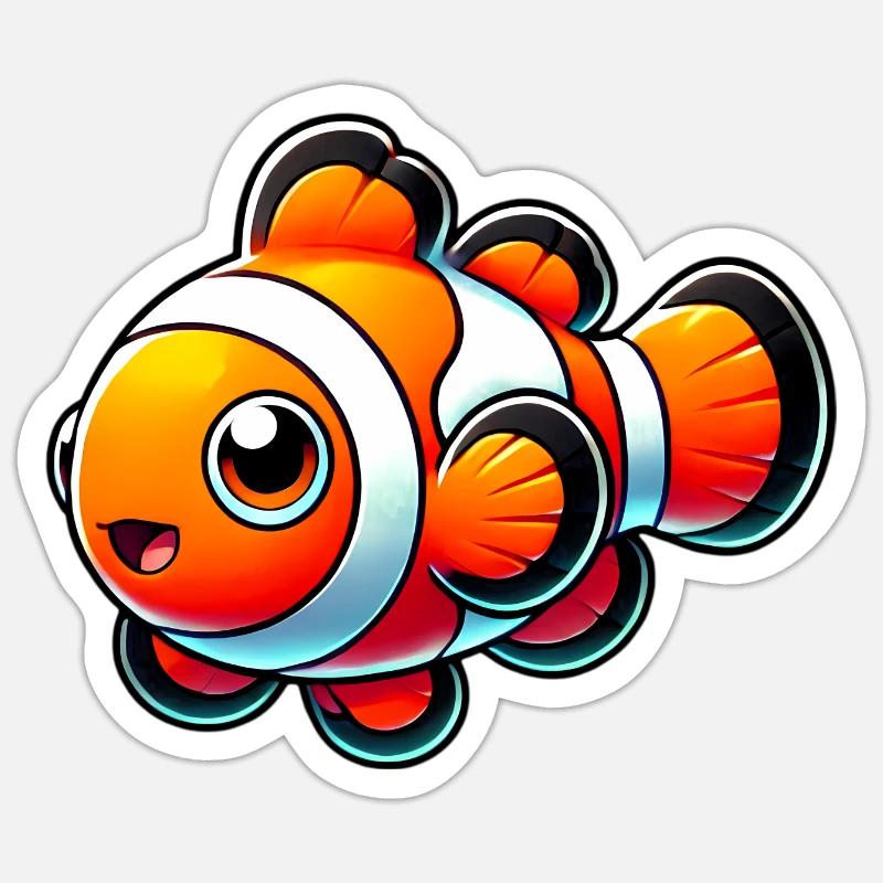 Poisson-clown - Sticker taille S (10 x 10 cm) - blanc mat