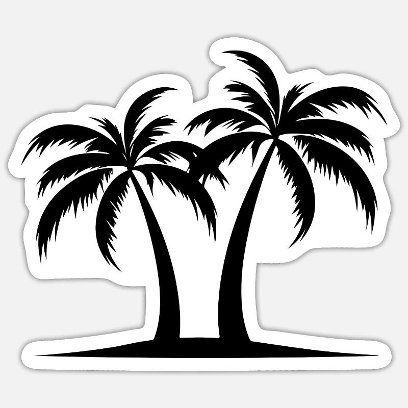 Île Palm - Sticker taille S (10 x 10 cm) - blanc mat