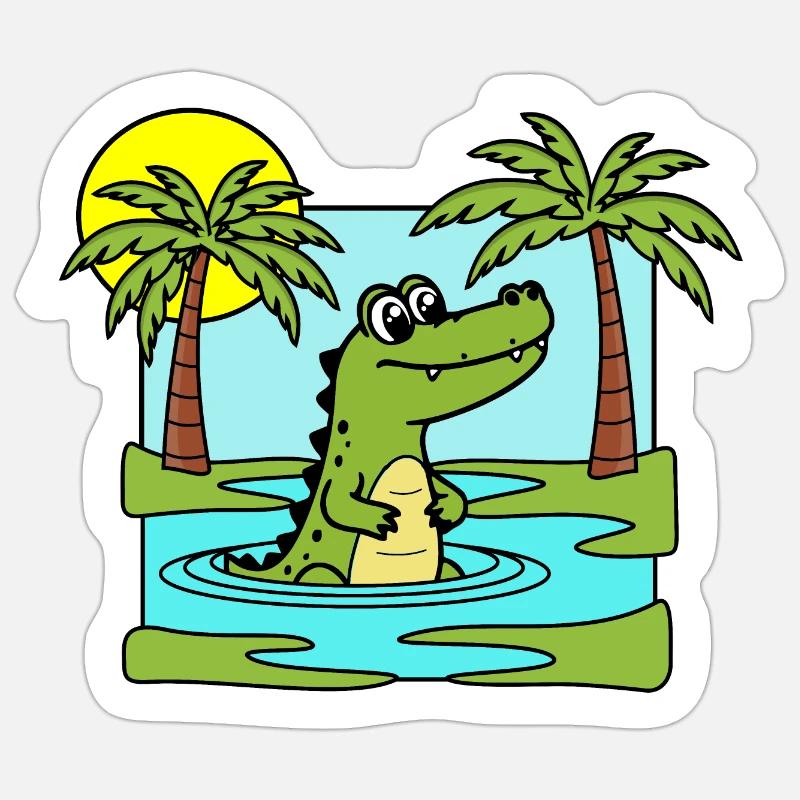 Ist das ein Krokodil oder ein Alligator im Sumpf? Sticker Größe S (10 x 10 cm)