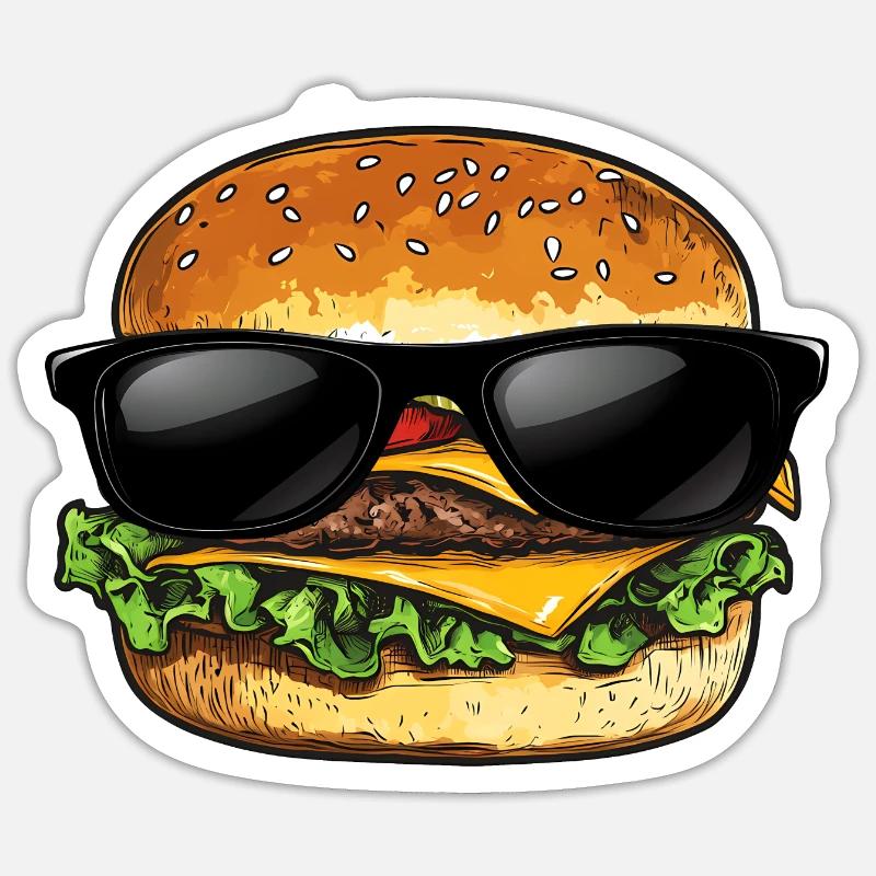 Hamburger Lunettes de soleil Burger - Sticker taille S (10 x 10 cm) - blanc mat