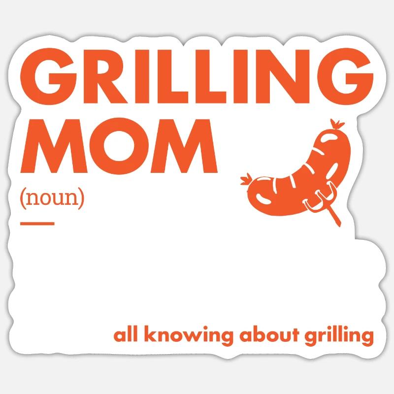 Griller Maman Définition Grillades - Sticker taille S (10 x 10 cm) - blanc mat