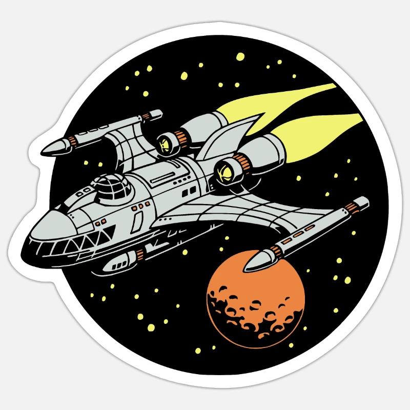 Raumschiff - Sticker Größe S (10 x 10 cm) - Mattweiß
