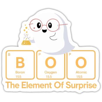 Elementar Boo Ghost T-Shirt - Sticker Größe S (10 x 10 cm) - Mattweiß - Vorne
