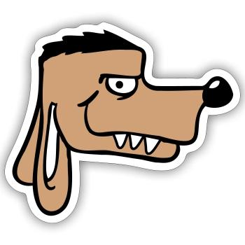 Chien Visage Méchant Dangereux Dents Monstre - Sticker taille S (10 x 10 cm) - blanc mat - Devant