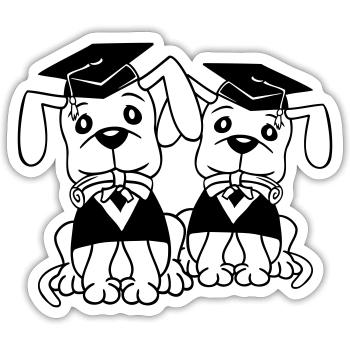 Chiens École Diplôme Certificat Gymnase Collège Abi - Sticker taille S (10 x 10 cm) - blanc mat - Devant
