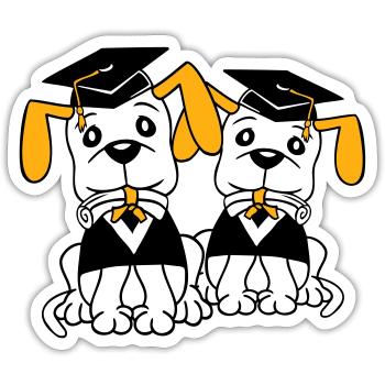 Chiens École Diplôme Certificat Gymnase Collège Abi - Sticker taille S (10 x 10 cm) - blanc mat - Devant