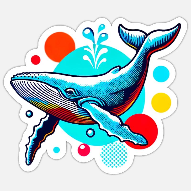 Baleine - Sticker taille S (10 x 10 cm) - blanc mat