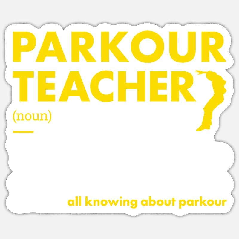 Traceur Professeur Définition Parkour - Sticker taille S (10 x 10 cm) - blanc mat