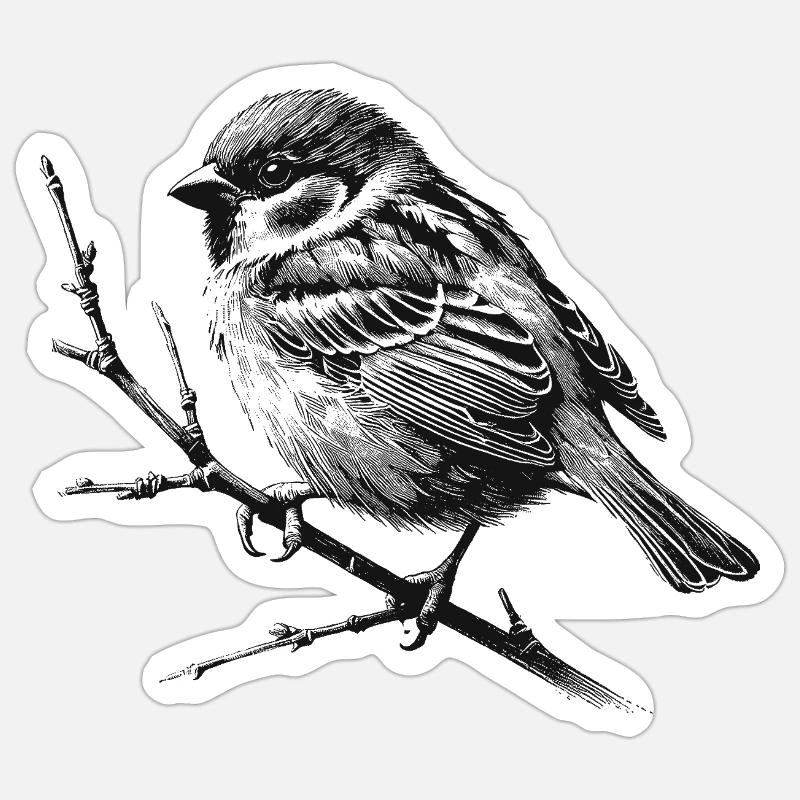 Sparrow - Sticker size S (10 x 10 cm) - white matte