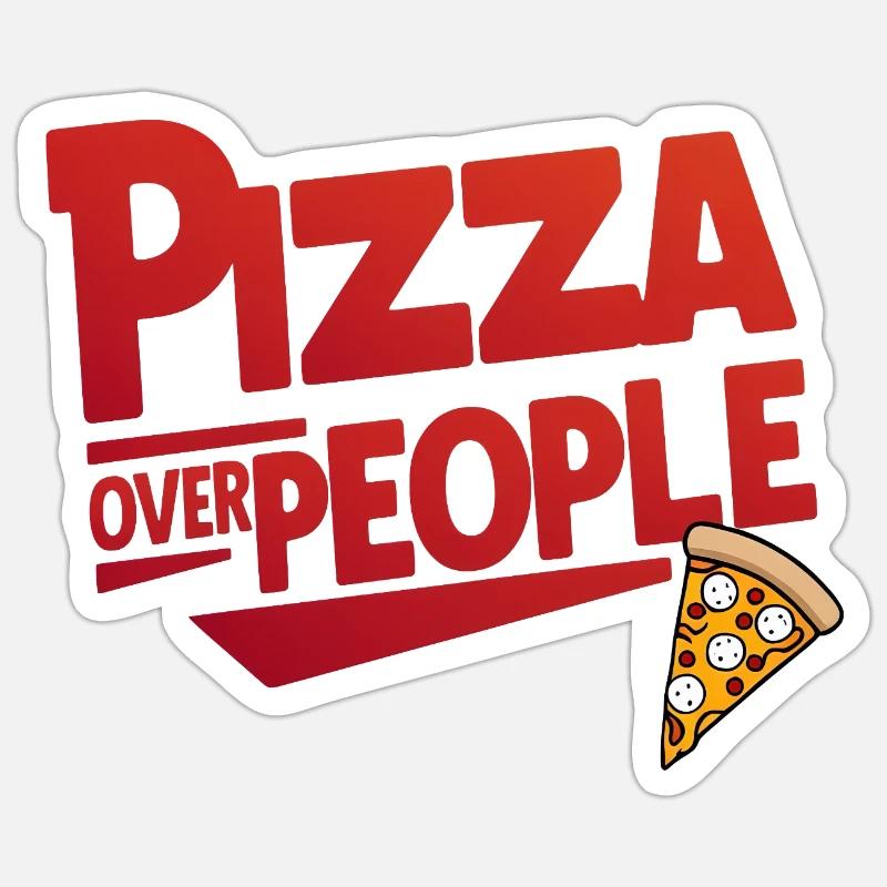 Pizza statt Leute - Sticker Größe S (10 x 10 cm) - Mattweiß