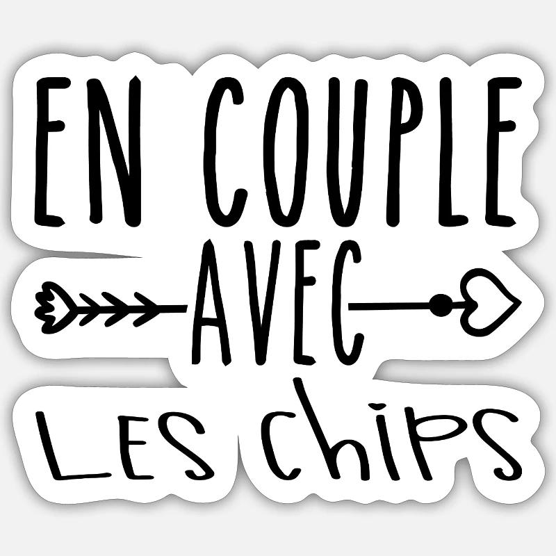 Couples with Chips, Crisps Fans Gift Sticker size S (10 x 10 cm)